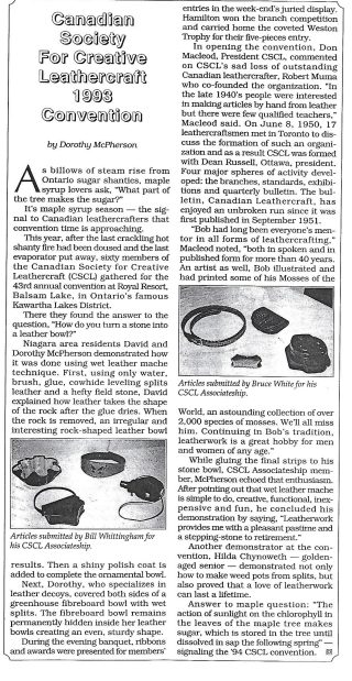 First page of Canadian Society For Creative Leathercraft 1993 Convention