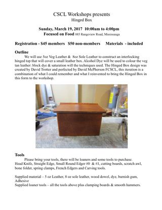 First page of Hinged Box — CSCL Workshops, Mississauga, March 19, 2017: outline, history, pattern and steps