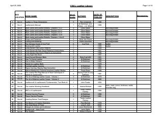 First page of CSCL Leather Library — the list of books, April 25, 2020