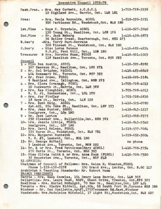 First page of Executive Council 1978-79 — the officers as the Society listed them