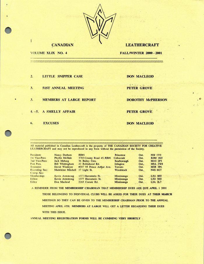 The front page of Fall/Winter 2000–2001 · Vol. 49, No. 4