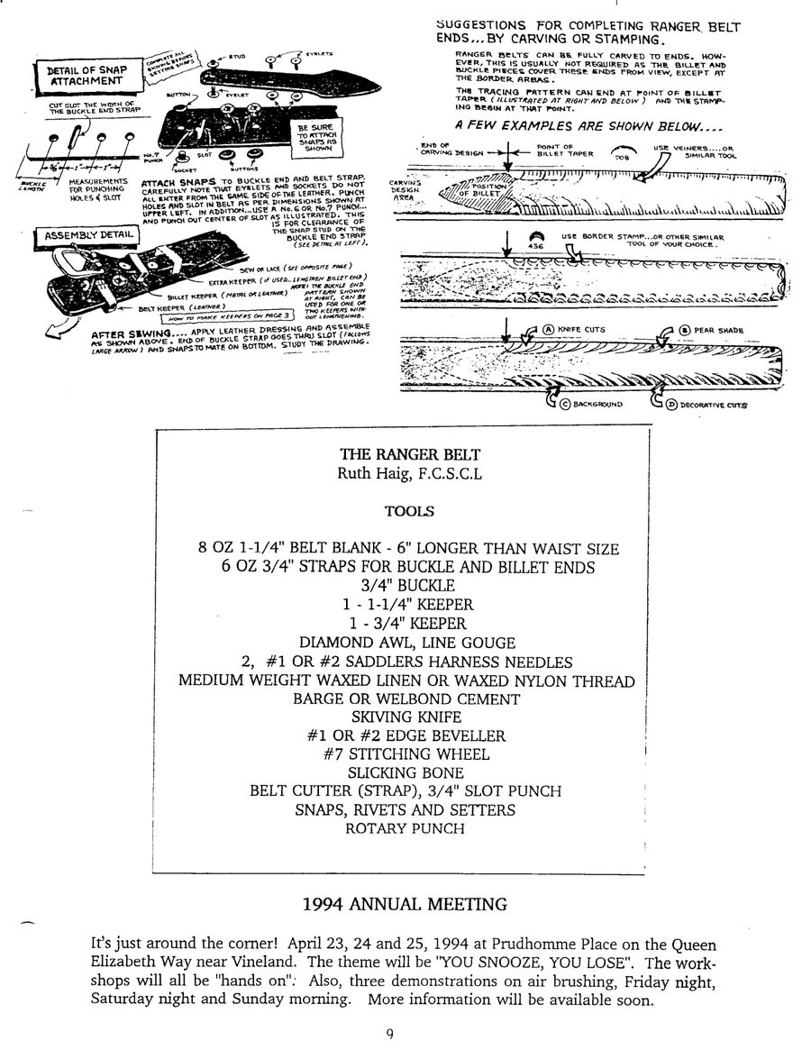 Canadian Leathercraft – Fall 1993 – Newsletter by CSCL, page 8 — photograph 1