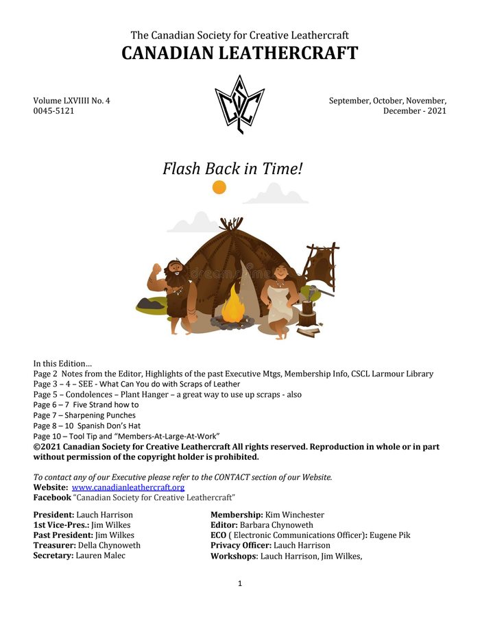 Canadian Leathercraft – September, October, November, December – 2021 – Newsletter by CSCL — cover of the original newsletter