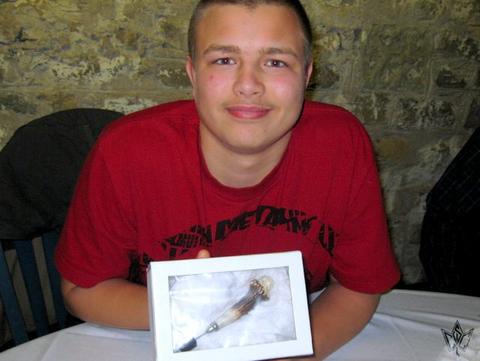 Young Regan wins Handmade Awl by Lester Pinter