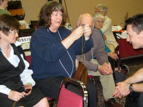 Sheena tries saddle stitching