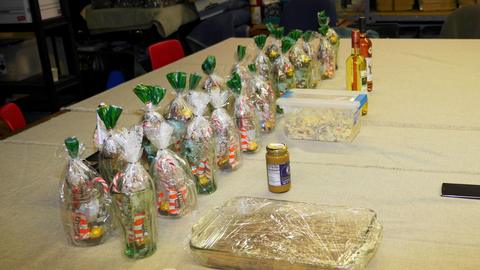 Gift bags set out on the table
