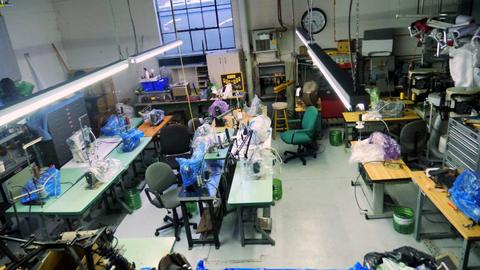 The sewing machines set out ready for the workshop, January 2017