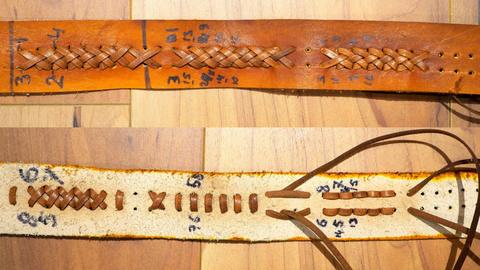 Round-braid (Mexican braid) samples, prepared for the mini workshop of 1 March 2017