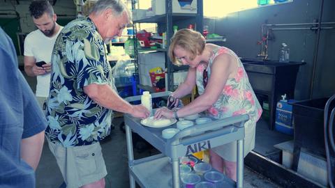 Filling the moulds