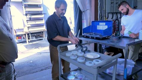 Pouring at the trolley, a second mould