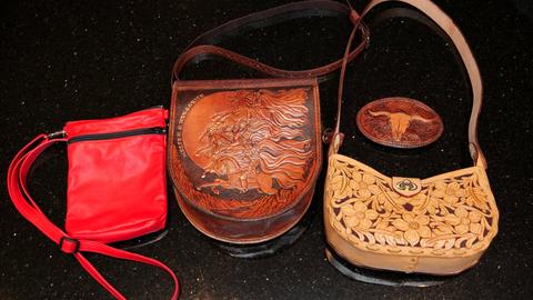 Weston Trophy entries: a red bag, a carved shoulder bag and a filigree handbag