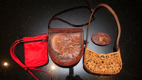 The same three bags, from the front