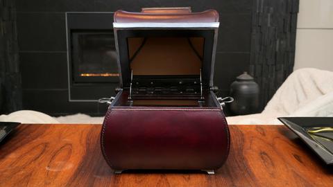 The case open, from the side