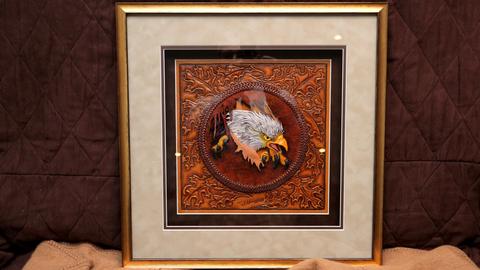 Kim Winchester's Fellowship entry: a framed carving of an eagle