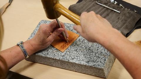 Stamping on a stone slab