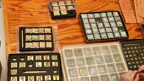Sets of stamping tools for the visitors