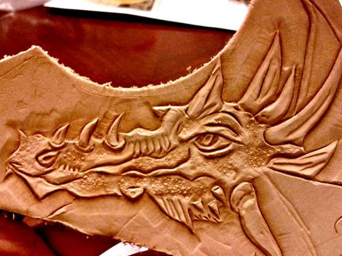 Back Quiver - leather carving and tooling, pewter casting, copper electroplating — photograph 4
