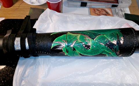 Back Quiver - leather carving and tooling, pewter casting, copper electroplating — photograph 20