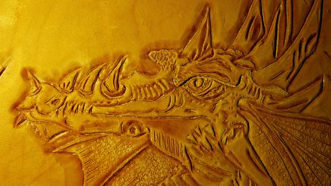Back Quiver - leather carving and tooling, pewter casting, copper electroplating — photograph 33