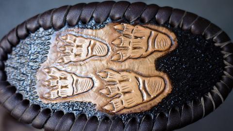 Back Quiver - leather carving and tooling, pewter casting, copper electroplating — photograph 38