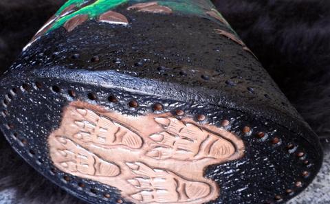 Back Quiver - leather carving and tooling, pewter casting, copper electroplating — photograph 82