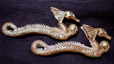 Back Quiver - leather carving and tooling, pewter casting, copper electroplating — photograph 88
