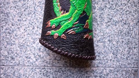 Back Quiver - leather carving and tooling, pewter casting, copper electroplating — photograph 89