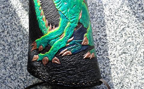 Back Quiver - leather carving and tooling, pewter casting, copper electroplating — photograph 96