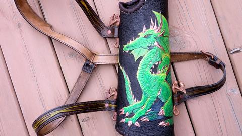 Back Quiver - leather carving and tooling, pewter casting, copper electroplating — photograph 116