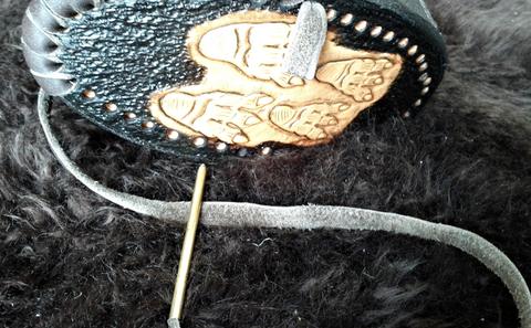 Back Quiver - leather carving and tooling, pewter casting, copper electroplating — photograph 117