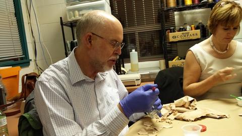 MSCL meeting and workshop - leather mache, covering bottles — photograph 20