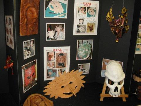 Masks and carved work on display at the 2015 Annual, Burlington, May 2015