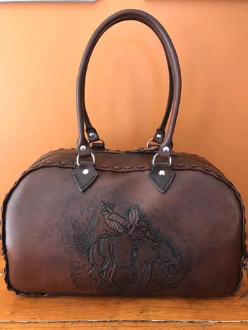Sandra Willert's carved bag, finished after four years, February 2017