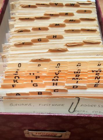 The Society's membership card file, January 2019