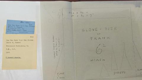 From the lending library: the pattern sheet and library card of Edith M. Hummel's “You Can Make Your Own Gloves”, March 2019