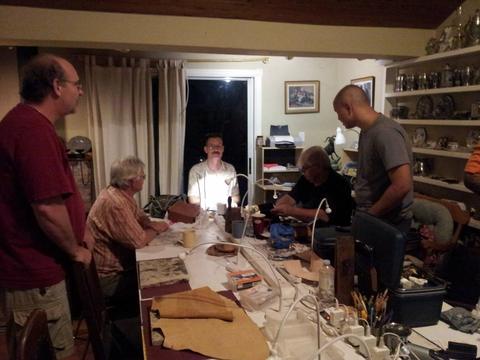 Mitre stitching taught at the Hamilton Leather Guild, September 2013