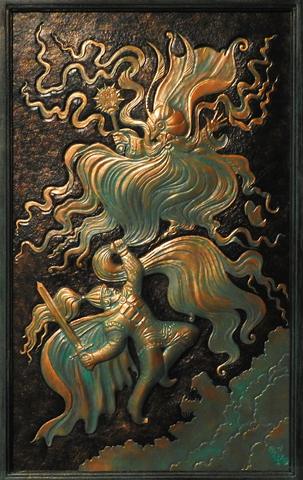 A wall piece “Ruslan vs. Chernomor” by Gregory Belenky — photograph 1