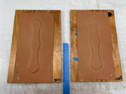 Made to measure contoured guitar strap with inlayed panels by Bob Richardson — photograph 4
