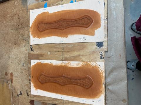 Made to measure contoured guitar strap with inlayed panels by Bob Richardson — photograph 5