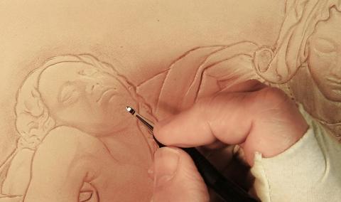 "La Pieta" 3D leather relief modeling by Gregory Belenky — photograph 3