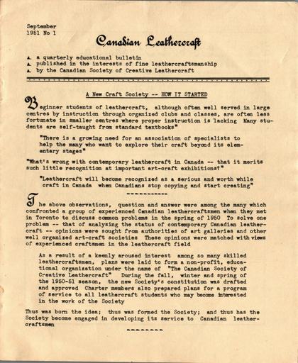 September 1951 · No. 1 — cover of the original newsletter