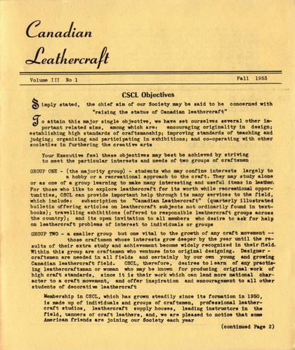 Fall 1953 · Volume 3, No. 1 — cover of the original newsletter