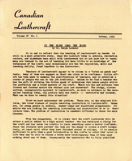 Autumn 1954 · Volume 4, No. 1 — cover of the original newsletter
