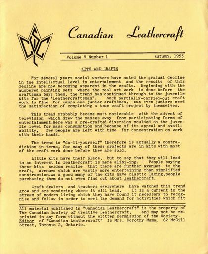 Autumn 1955 · Volume 5, No. 1 — cover of the original newsletter