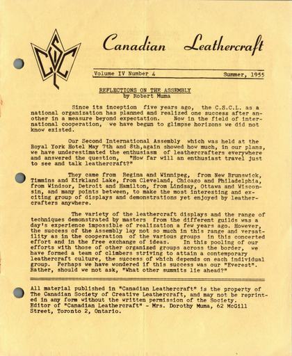 Summer 1955 · Volume 4, No. 4 — cover of the original newsletter
