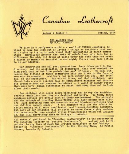 Spring 1956 · Volume 5, No. 3 — cover of the original newsletter