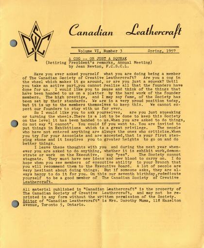 Spring 1957 · Volume 6, No. 3 — cover of the original newsletter
