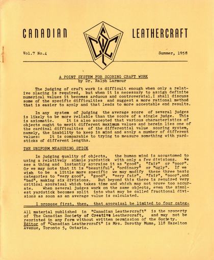 Summer 1958 · Volume 7, No. 4 — cover of the original newsletter