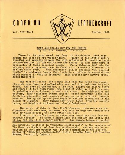 Spring 1959 · Volume 8, No. 3 — cover of the original newsletter