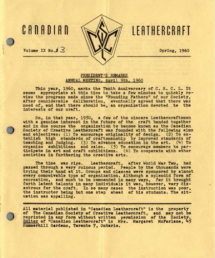 Spring 1960 · Volume 9, No. 3 — cover of the original newsletter